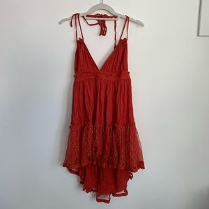 Open Back : Spaghetti Strap Mini Dress : V-Neck